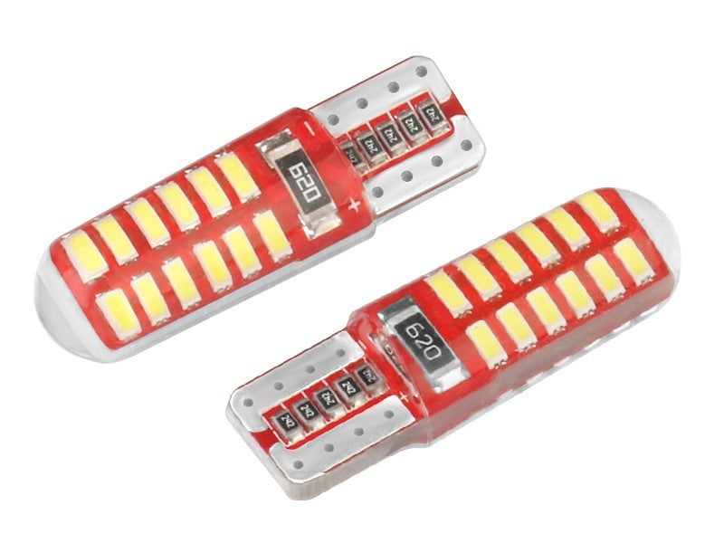 Izzó VISION W5W T10 12V 24x 3014 SMD LED CANBUS szilikon izzótartó fehér 2 db – kép 2