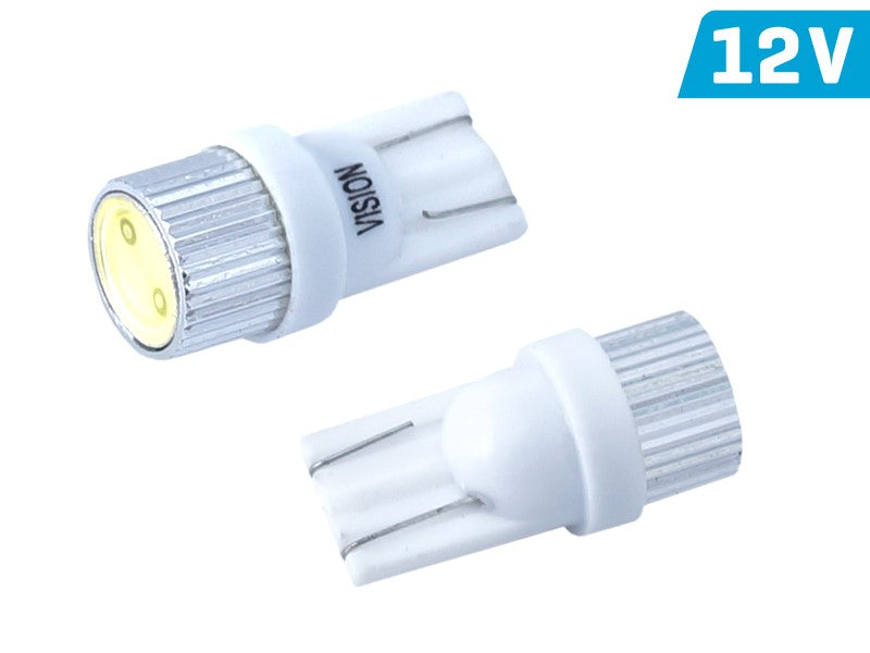 Izzó VISION W5W (T10) 12V 1x HP LED, alumínium izzótartó, fehér, 2 db