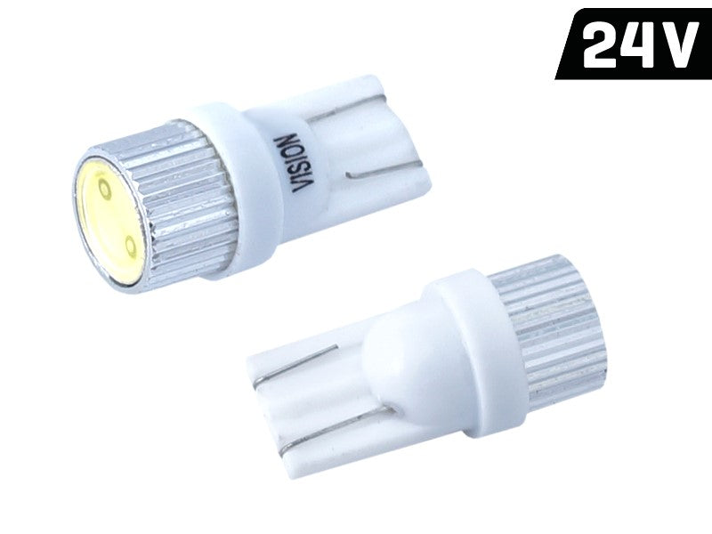Izzó VISION W5W (T10) 24V 1x HP LED, alumínium izzótartó, fehér, 2 db