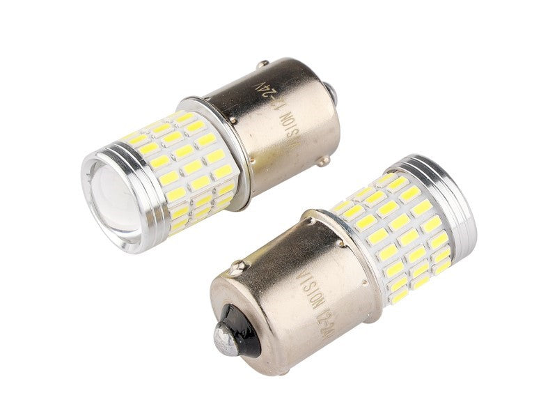 Izzó VISION R5W R10W BA15s 1224V 54x 3014 SMD 3x 3030 SMD LED nem poláris CANBUS fehér 2 db – kép 2