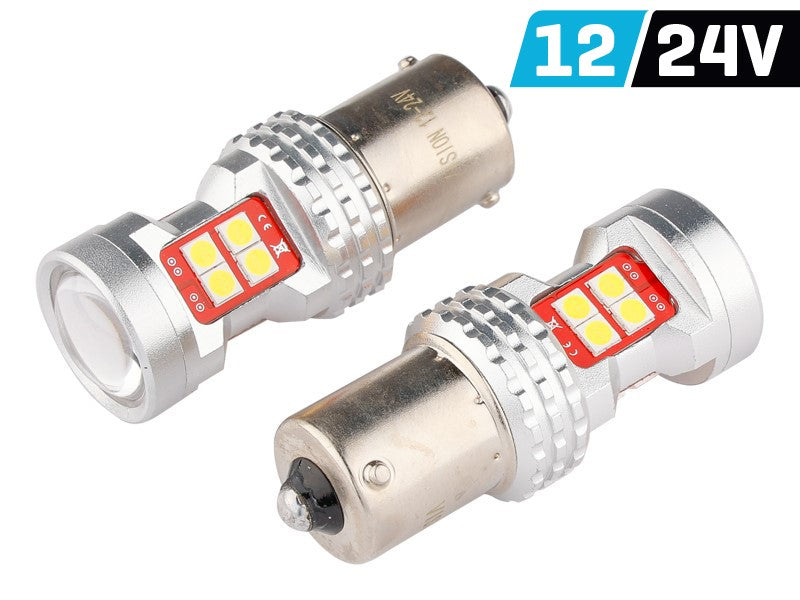 Izzó VISION R5W / R10W BA15s 12/24V 13x 3030 SMD LED, nem poláris, CANBUS, fehér, 2 db