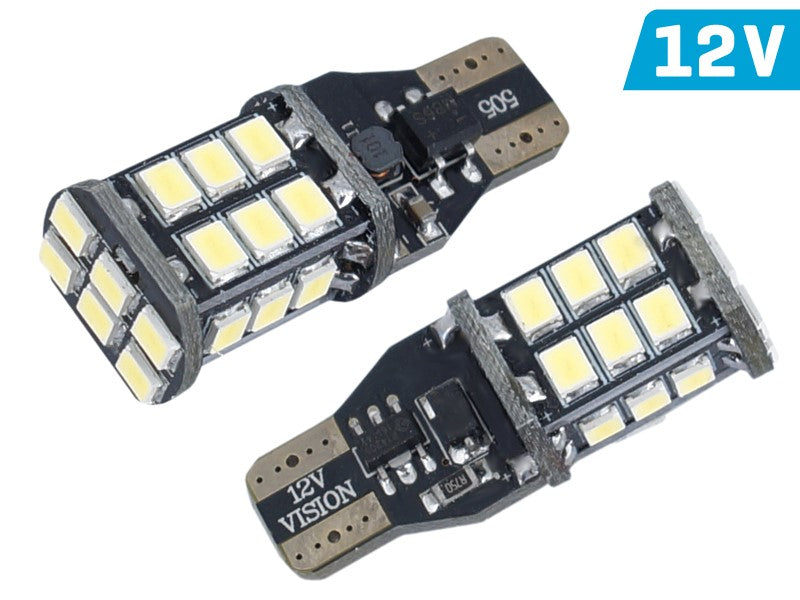 Izzó VISION W16W (T15) 12V 24x 3528 SMD LED, nem poláris, CANBUS, fehér, 2 db