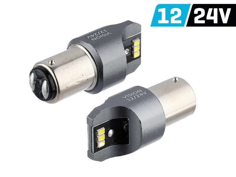 izzó VISION P21 / 5W BAY15d 12/24V 6x 3020 SMD LED, nem poláris, CANBUS, fehér, 2 db