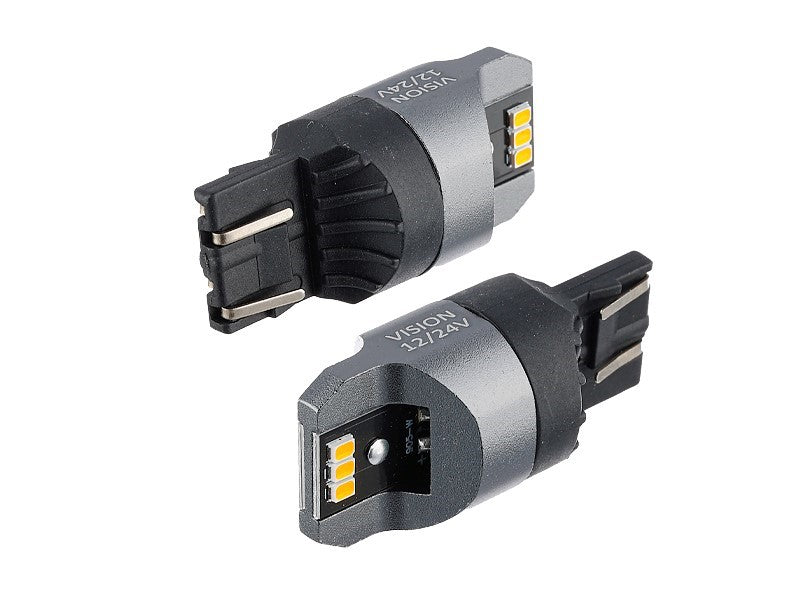 Izzó VISION WY21 5W T20q 1224V 6x 3020 SMD LED nem poláris CANBUS narancssárga 2 db – kép 2