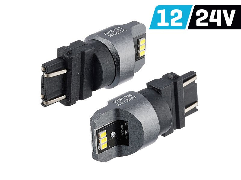 Izzó VISION P27 / 7W (T25) 12/24V 6x 3020 SMD LED, nem poláris, CANBUS, fehér, 2 db