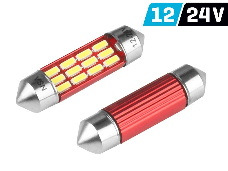 Izzó VISION Festoon SV8.5 36mm 12/24V 12x 4014 SMD LED, nem poláris, CANBUS, fehér, 2 db