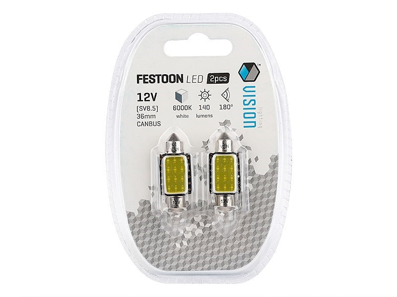 Izzó VISION Festoon SV85 36mm 12V 12V 1x COB LED CANBUS fehér 2 db – kép 2