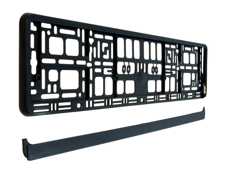 Rendszámtábla keret, fekete, rugalmas (PP / PS), címke és fólia nélkül