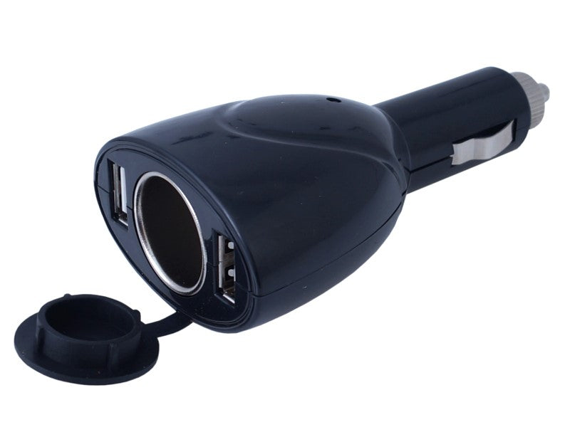 Töltő/adapter szivargyújtóhoz 12/24V, 2x USB 1000 mA + EURO aljzat