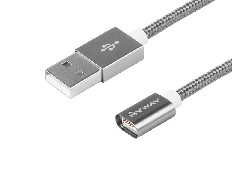Töltő- és szinkronizáló kábel, nejlonfonat, 120 cm, USB> neodímium mágnes