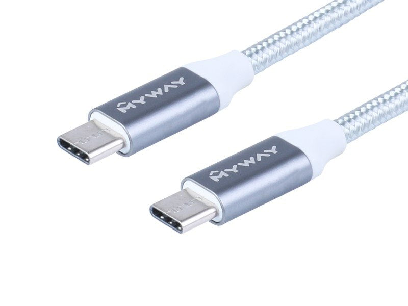 Töltő- és szinkronizáló kábel , fonott mikroszálas, 120 cm, USB-C> USB-C v3.0 max 3,4A