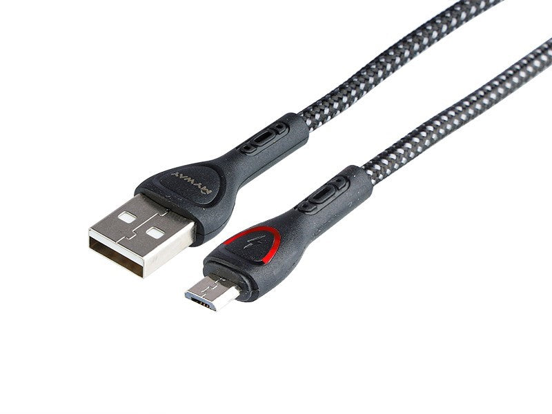 Töltő és szinkronizáló kábel fonott mikroszálas LED háttérvilágítás 200 cm USB> micro USB – kép 2