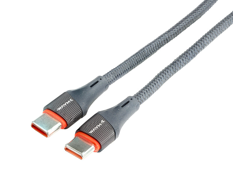 WAYME töltő- és szinkronizáló kábel, mikroszálas fonott, 100 cm, 100 cm, USB-C > USB-C PD, max. 65W