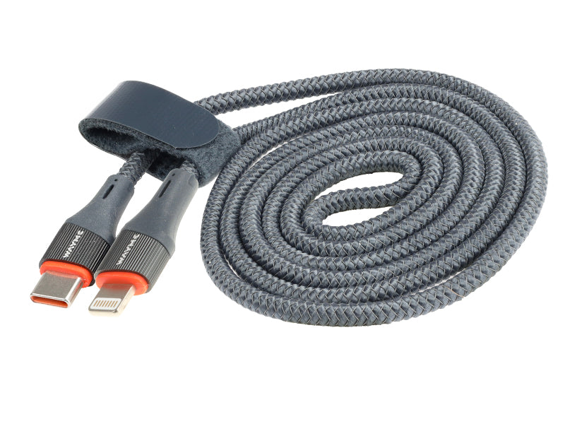 WAYME töltő  és szinkronizáló kábel mikroszálas fonott 100 cm USB C > Lightning max 30W – kép 2
