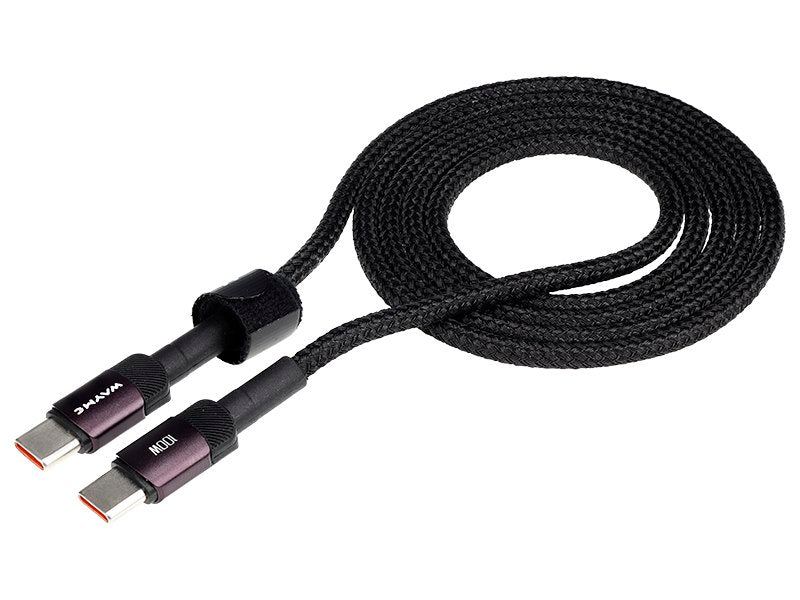 WAYME Mikroszálas fonott töltő  és szinkronizáló kábel 100cm USB C > USB C Max 100W lila – kép 2