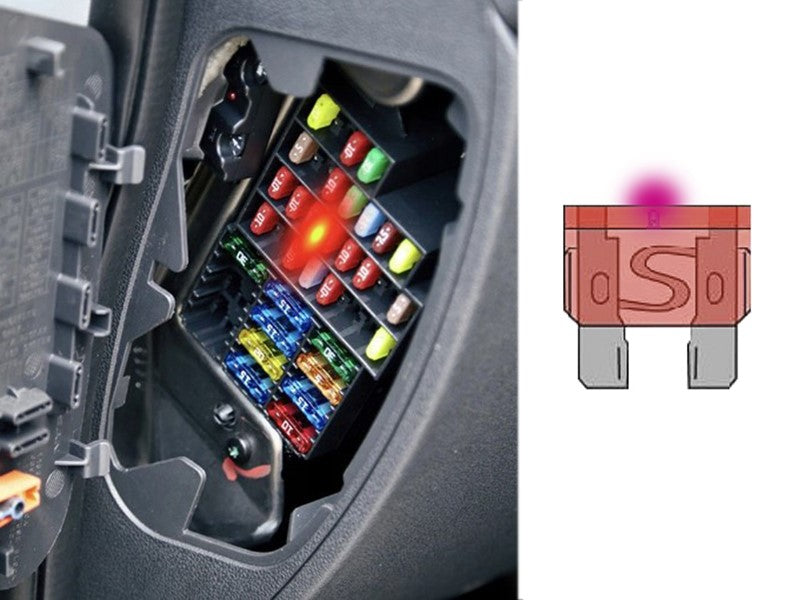 UNI pengés biztosítékok LED es kijelzővel 10 db – kép 2