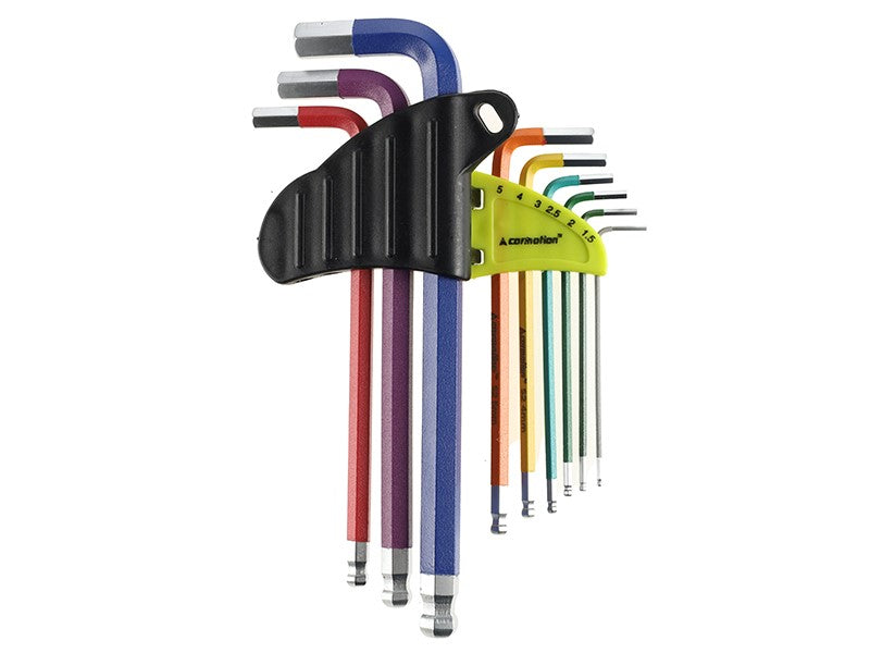 Gömbölyű hatlapos kulcsok 180 mm 15 10 mm méret 9 db vegyes színben – kép 2