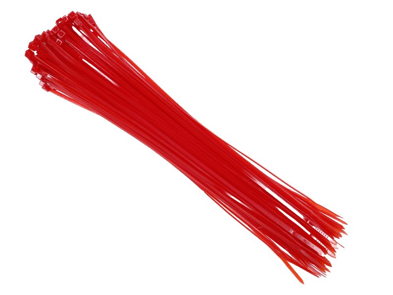 Nylon kábelkötegelő 300x3,6 mm, piros, 100 db