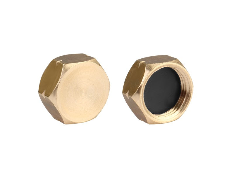 Csavaros kupak turista gázpalackhoz, sárgaréz, átm. 15 mm, menet 3/8 L