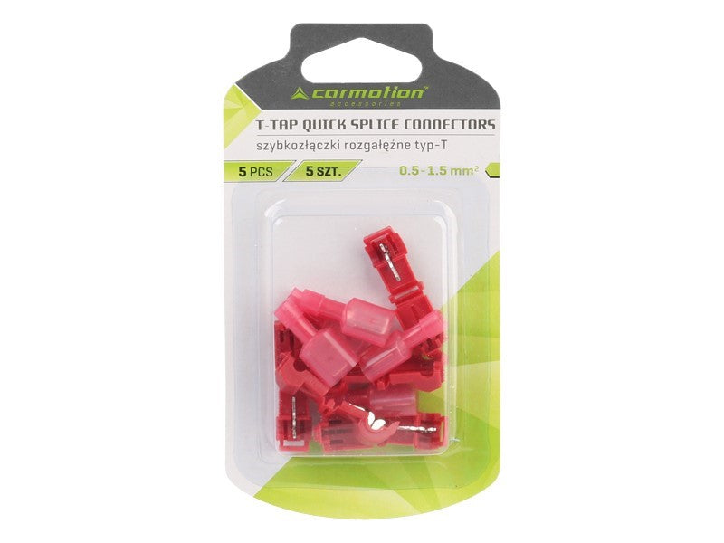 T típusú gyorscsatlakozók piros 05 15 mm2 22 18 AWG 15A max 5 db – kép 2