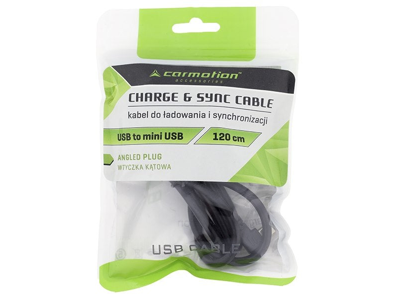 Töltő és szinkronizáló kábel 120 cm műanyag USB> mini USB ferde jobbra – kép 2