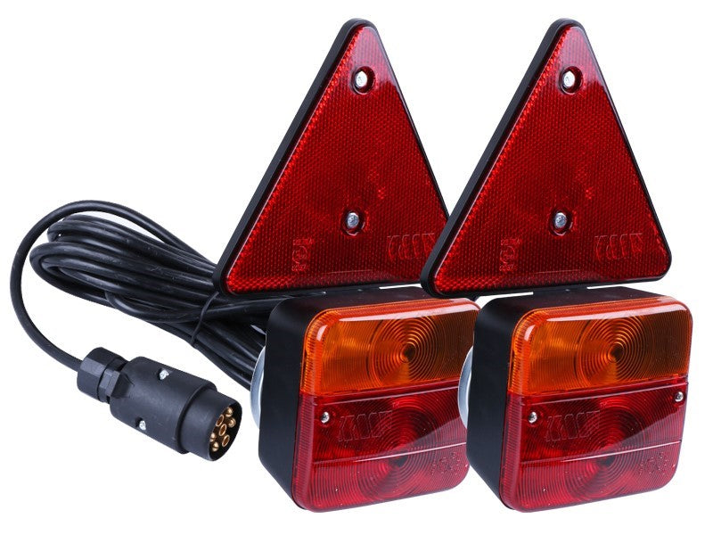 Hátsó mágneses lámpák háromszög alakú fényvisszaverővel, 7-PIN dugóval
