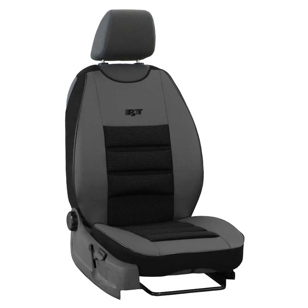 Ergonomic univerzális üléshuzat vezetői üléshez, szürke színben, ökológiai bőrből és kárpitszövetből