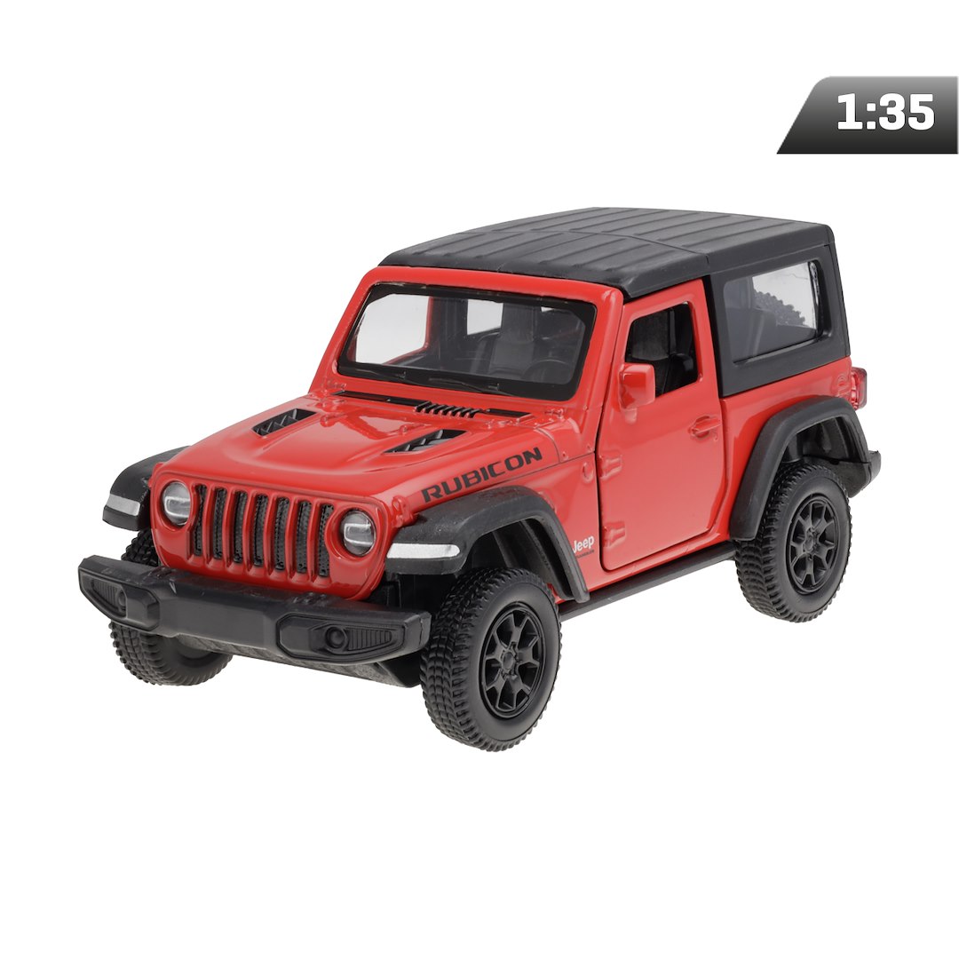 1:35 RMZ modell Jeep Wrangler Rubicon 2021 - Soft Top, piros