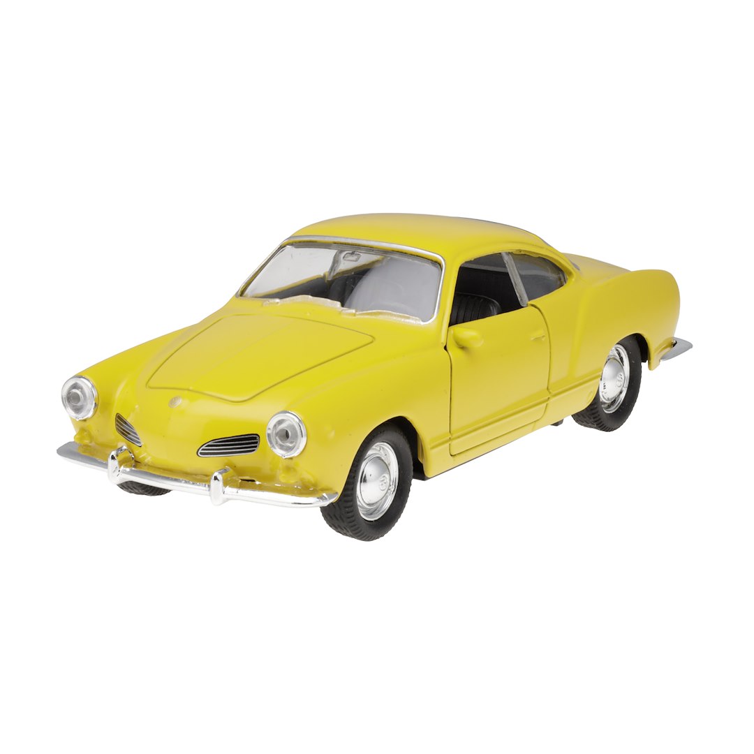 1:34 es modell VW Karmann Ghia Coupe sárga színű – kép 2