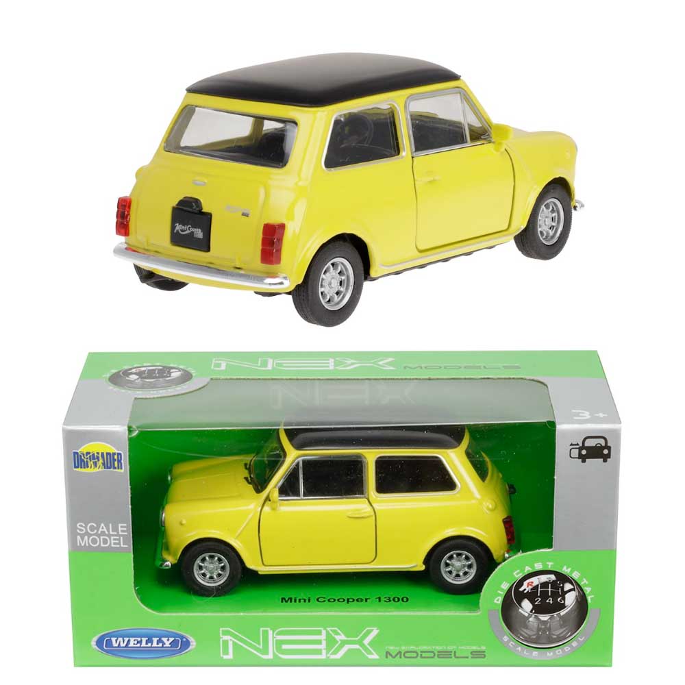 Mini Cooper modellautó 1:34 – sárga fém kivitel