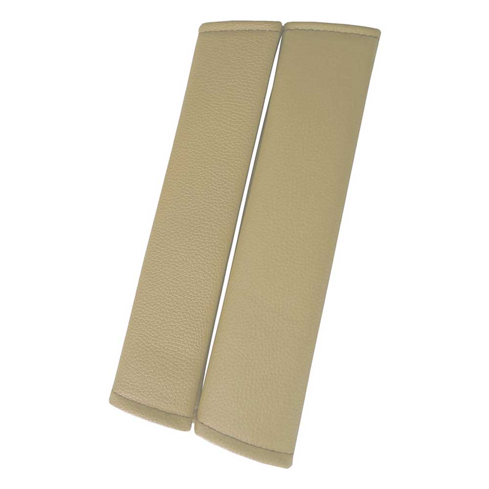 Biztonsági öv védő párnakészlet bézs színben, bőr anyagból