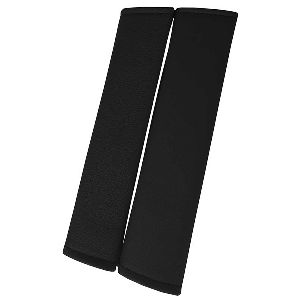 Biztonsági öv védő párnakészlet fekete színben, bőr anyagból