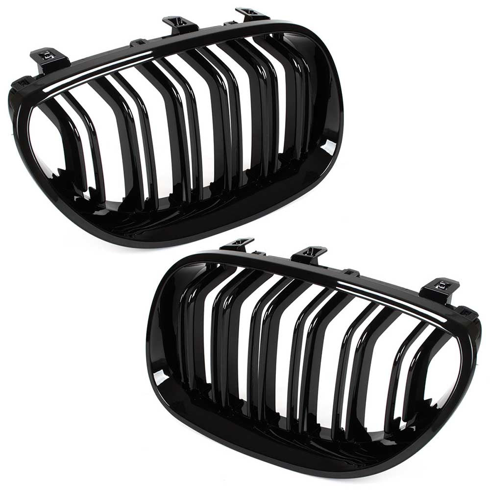 BMW 5 E60/E61 hűtőrács (fényes fekete, double bar – bal+jobb) 2003-2010