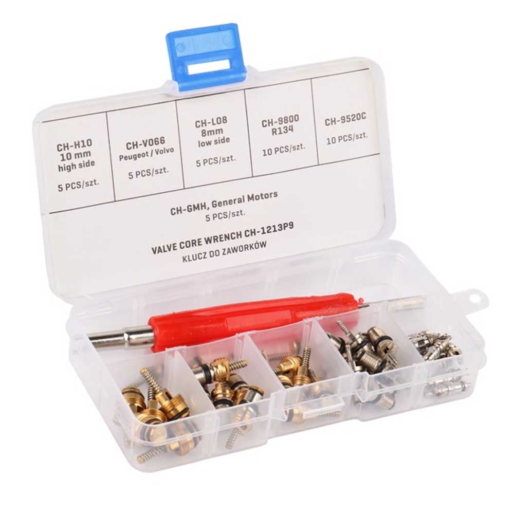 Klímaszelep készlet kulccsal (41 db-os)