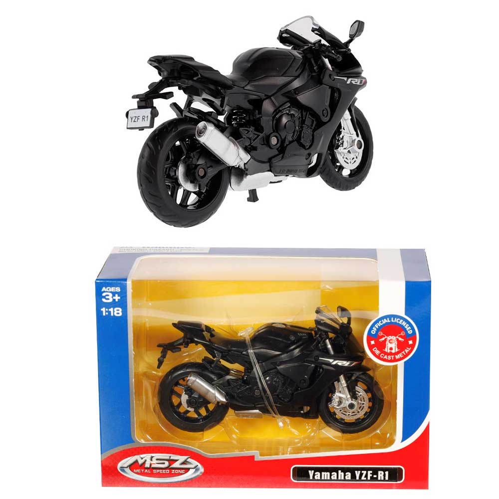 Motor modell – Yamaha YZF-R1 (1:18, fekete)