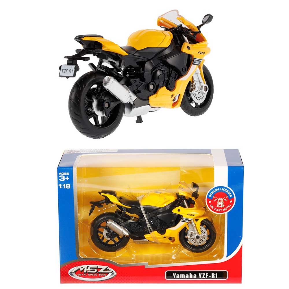Motor modell – Yamaha YZF-R1 (1:18, sárga)