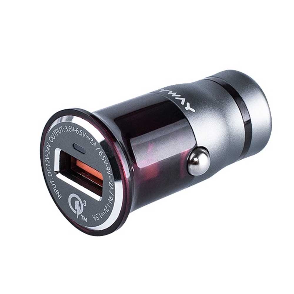 MYWAY gyors töltési móddal rendelkező autós töltő, 100 cm hosszú USB kábellel