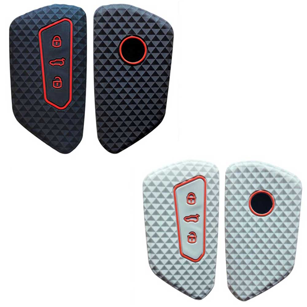 Fekete és szürke színű, 3 gombos VW kulcs szilikon tokok.