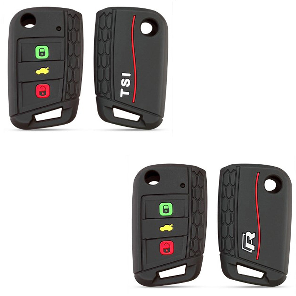 Fekete színű, 3 gombos Seat szilikon tokok mintával.