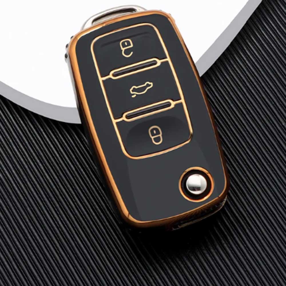 VW kulcs TPU tok 3 gombos - Fekete