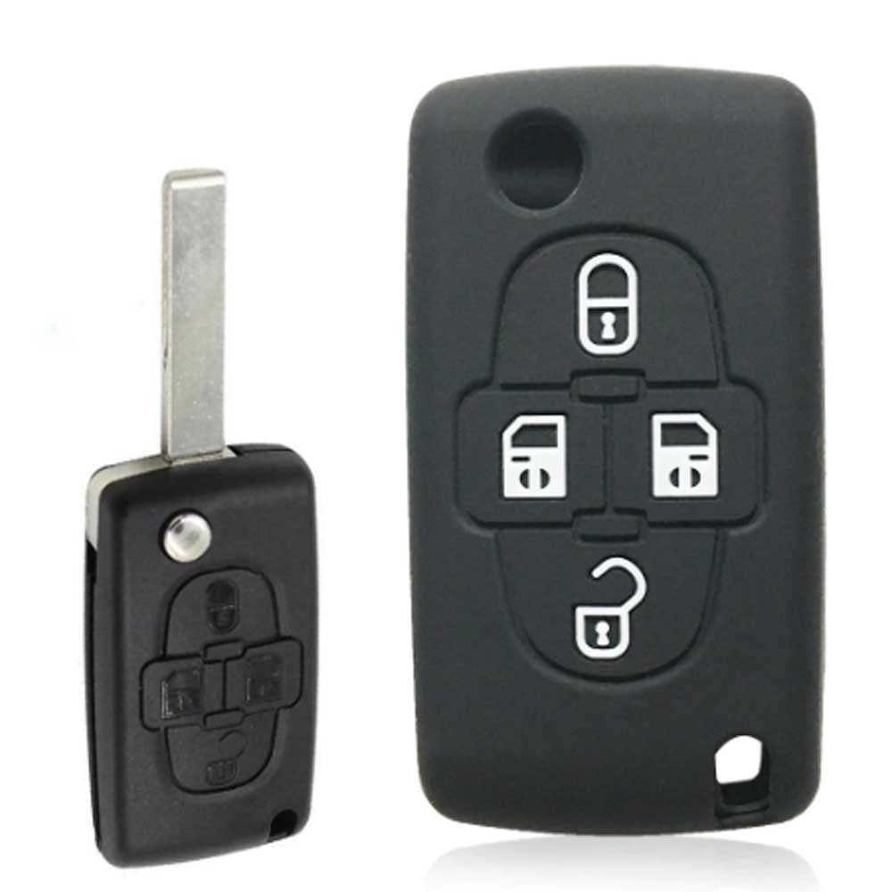 Peugeot 4 gombos szilikon tok - Fekete