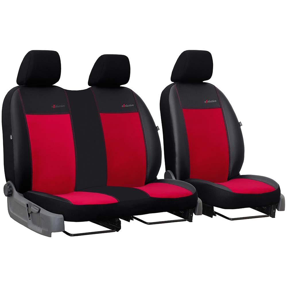3 személyes Exclusive Alkantara 2+1 univerzális furgon üléshuzat ökológiai bőr, alkantara és szövet anyagokból piros színben