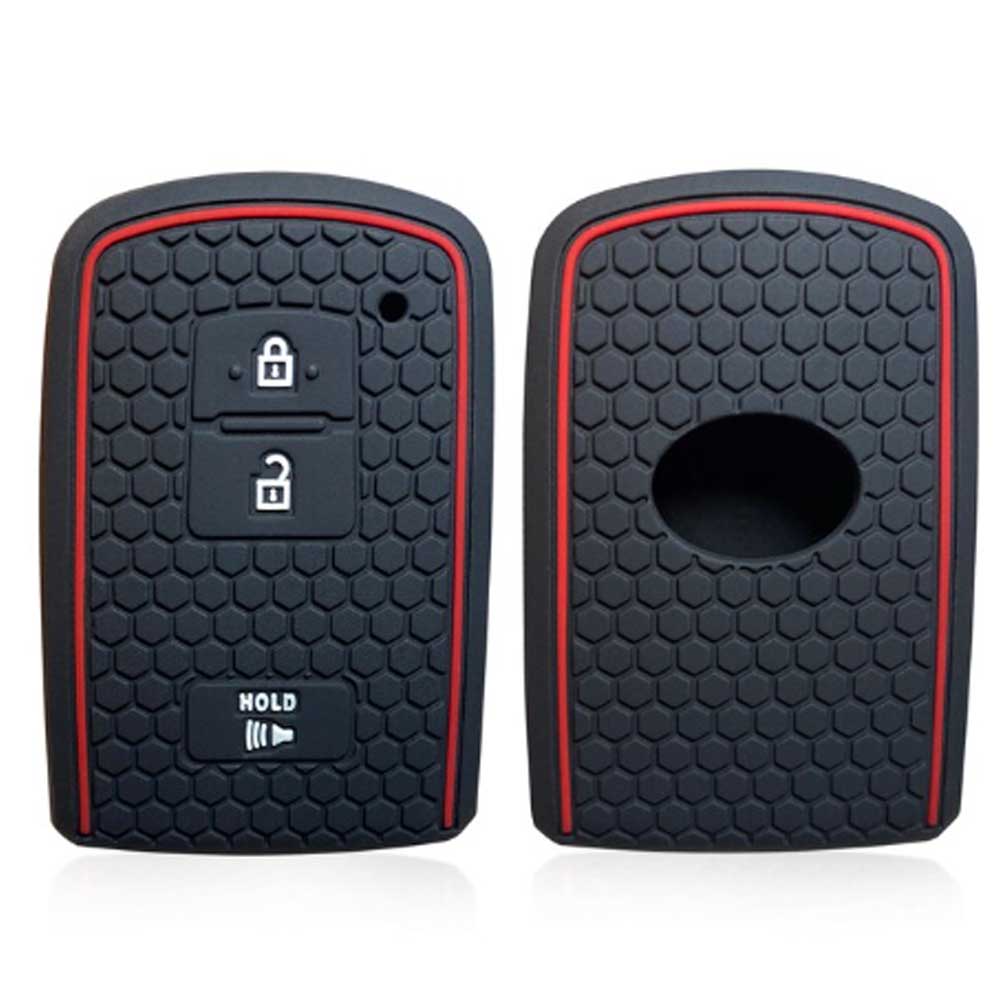 Fekete és piros színű, 3 gombos Toyota kulcs szilikon tok.