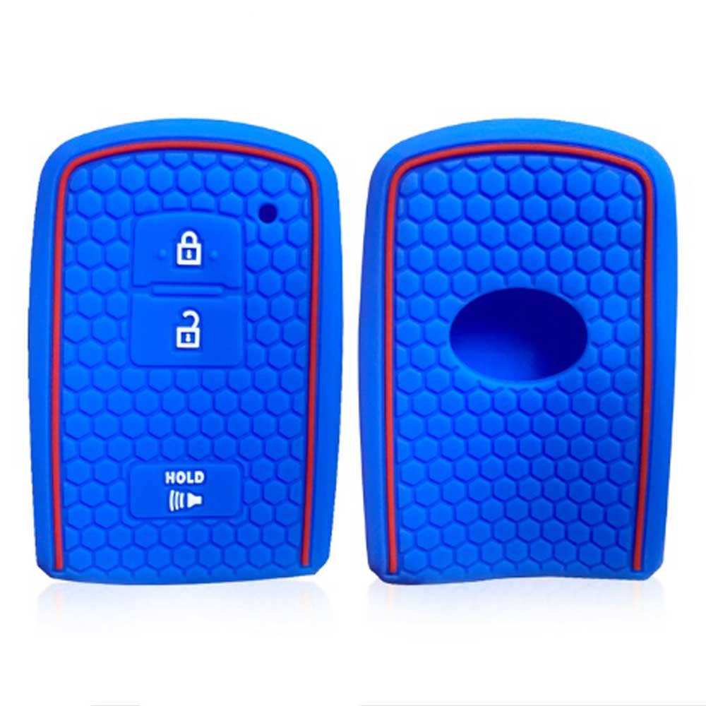 Kék és piros színű, 3 gombos Toyota kulcs szilikon tok.