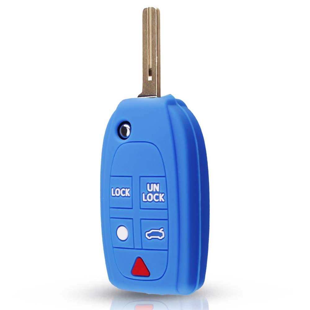 Kék színű, 5 gombos Volvo bicskakulcs szilikon tok.