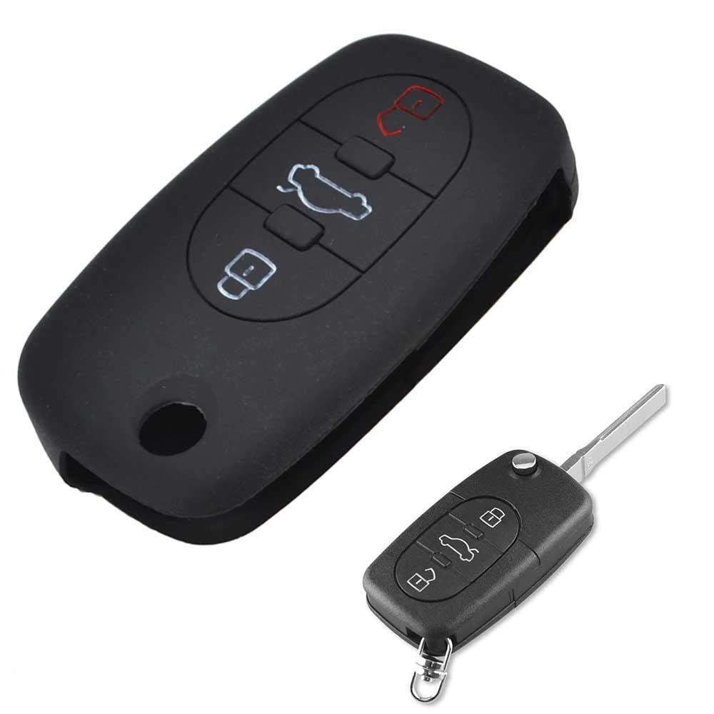 Audi 3 gombos bicskakulcs fekete szilikon tok
