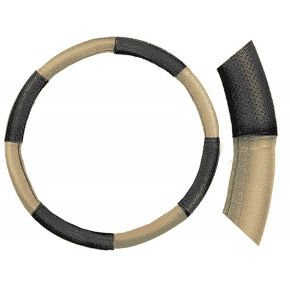 Bőr kormányvédő fekete - bézs