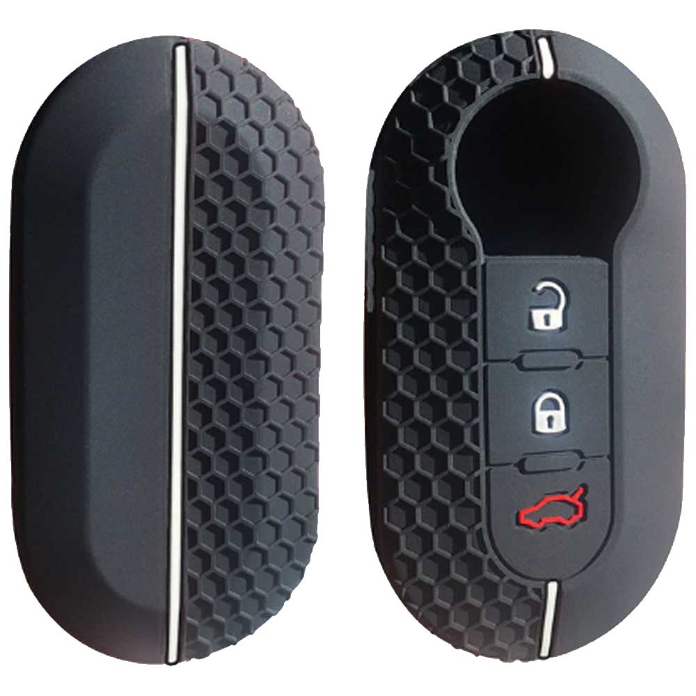 Fiat 3 gombos kulcs szilikontok fehér színben