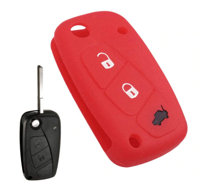 Fiat bicskakulcs szilikon tok 3 gombos piros