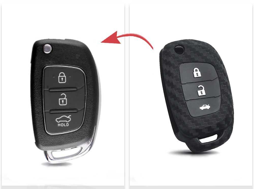 Hyundai szilikon tok 3 gombos carbon